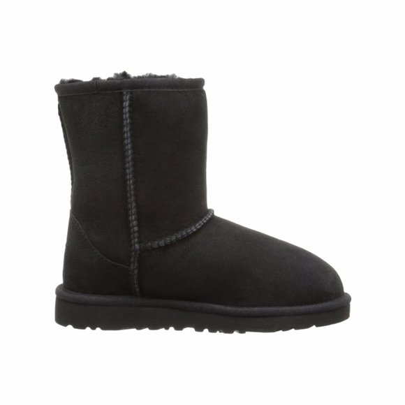 NEW UGG Baby Kid Classic Short Black Sheepskin Shearling Lined Mid Calf Boot - Picture 2 of 4